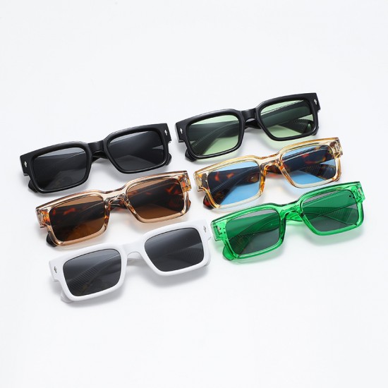 New Colorblock Square-Frame Fashion Sunglasses, Men's Small-Frame Sun Protection Sunglasses, European and American Cross-Border Individual Sunglasses