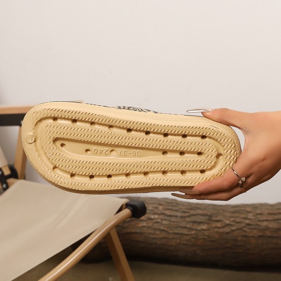 Summer casual sandals, zebra print, couple's flip-flops, dual-use EVA slippers for home and out.