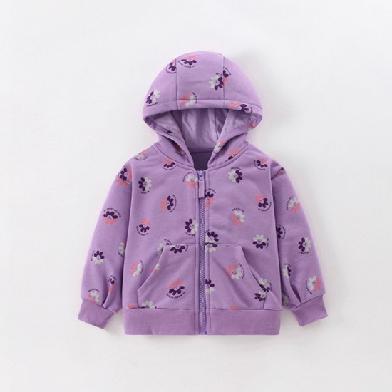 Girls' autumn and winter jackets, new European and American style, casual hooded cardigans for small and medium-sized children. terry cotton stylish little girls' tops.