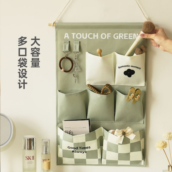 Waterproof cotton and linen household multifunctional hanging storage bag, wall-mounted bedroom and dormitory door storage bag, large capacity