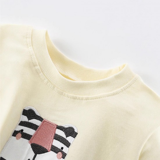 Girls' sweatshirts, autumn and winter styles, European and American small and medium-sized children's fashionable terry cotton round neck shirts, cute printed children's tops