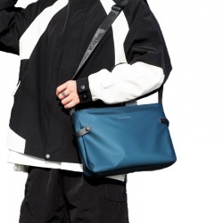 Outdoor sports single shoulder men's bag, new trendy leather film large capacity crossbody bag, casual travel convenient crossbody bag