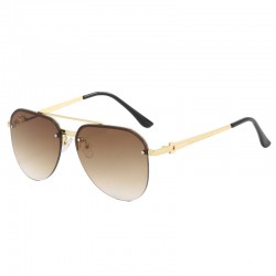 New retro fashion metal half-frame double-beam sunglasses for men and women, high-end sunscreen toad sunglasses