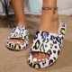 Summer leopard print sandals with a poop-like feel, comfortable thick-soled indoor and home EVA slippers for couples