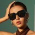 Large-Frame Simple and Stylish Square Sunglasses for Women, Instagram Influencer Street Style Sunglasses, European and American Cross-Border Trendy Eyewear