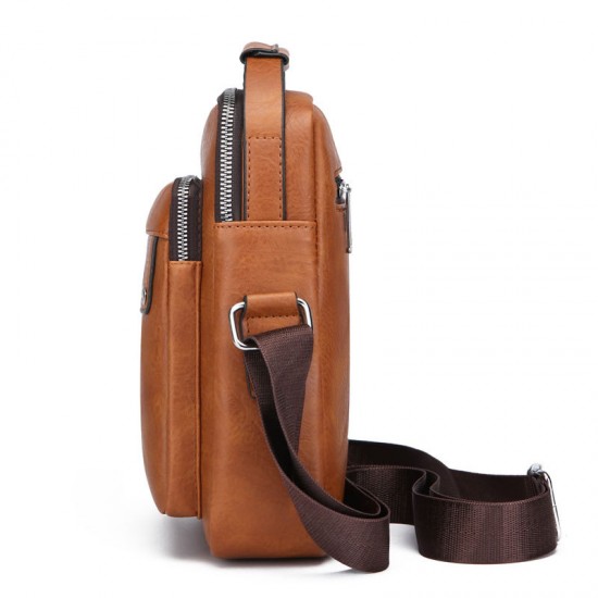 Men's single shoulder bag, new style business casual vertical-style cross-body bag, PU soft leather handbag, business commuting single shoulder bag, casual travel handbag