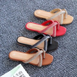 Foreign Trade Chaozhou Women's Flat Slippers, Lightweight Luxury Diamond-encrusted Fashionable Crafted Shoes, Casual Shoes, Ready-to-Stock Wholesale Slippers