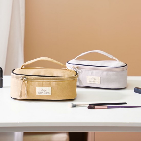 Thickened herringbone pattern portable cosmetic bag, multifunctional travel storage bag, large-capacity portable toiletry bag for business trips