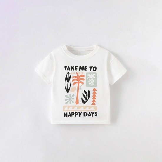 Children's T-shirts, summer styles, stylish little girls' short-sleeved European and American children's casual tops.