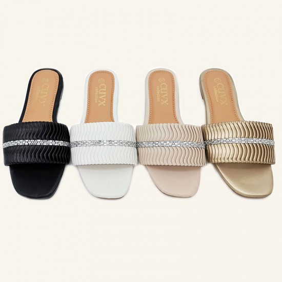 High-quality ladies' slippers: cross-border slippers, new rhinestone flat slippers for women