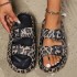 Best-Selling Cross-Border Leopard Print Beach Slippers, Summer Outdoor Couple's Sandals, Wholesale Thick-Sole Buckle Sandals