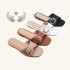 Wholesale women's slippers, casual flat slippers, fashionable buckle-strap slippers.