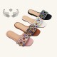 Wholesale Flat Slippers: Women's shoes, fashionable, thick-soled, durable, casual outdoor slippers with rhinestones.
