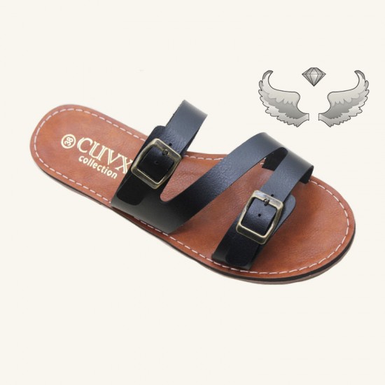 Belize cross-border wholesale flat flip-flops with metal buckles, summer outdoor slippers.