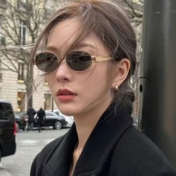 New personalized chain cat-eye sunglasses for women, high-end, street style sunglasses, European and American cross-border fashion Fashionable women's sunglasses