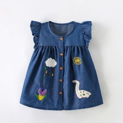 Children's dress, new European and American summer style, cartoon girl's cotton short-sleeved printed princess dress, children's skirt