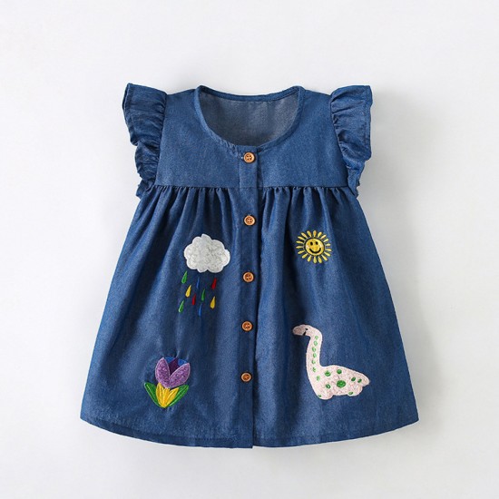 Children's dress, new European and American summer style, cartoon girl's cotton short-sleeved printed princess dress, children's skirt