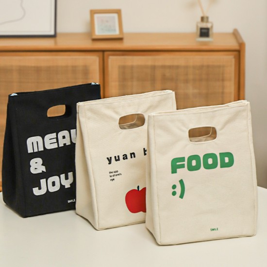Thickened canvas lunch picnic bag, Japanese-style insulated lunch box for office workers and students, custom lunch box bag.