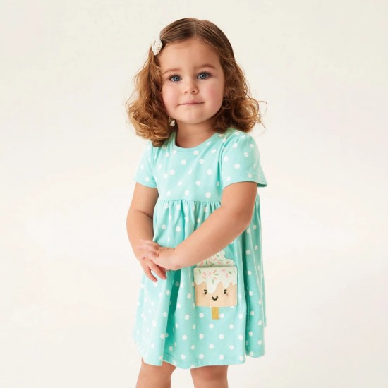 Girls' dresses, new summer styles, European and American children's casual short-sleeved round-neck princess dresses