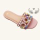 Wholesale Flat Slippers: Women's shoes, fashionable, thick-soled, durable, casual outdoor slippers with rhinestones.