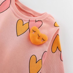 New autumn styles for girls, including European and American children's casual round-neck long-sleeved printed dresses.