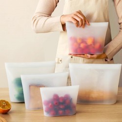 Thickened Silicone sealing bags, food-grade fresh-keeping bags for kitchen and refrigerator, vegetable and baby food, self-sealing silicone packaging bags