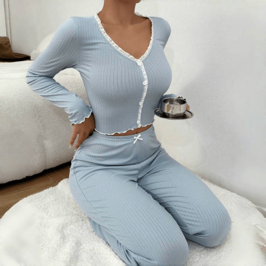 Cross-border Russian new-style home wear with cotton heart-shaped printed fabric, casual European-style short-sleeved pants two-piece set, sleepwear for women