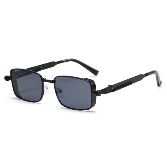 New retro small square-frame men's sunglasses, European and American cross-border spring-leg glasses, stylish steampunk metal sunglasses.