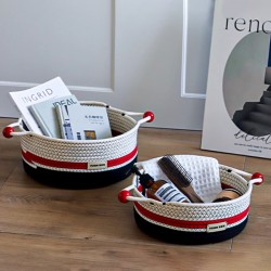 Macaron portable thickened cotton yarn bedroom clothes storage basket, living room toy storage basket, snack and sundry storage basket.