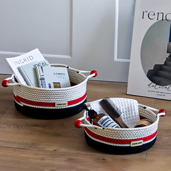 Macaron portable thickened cotton yarn bedroom clothes storage basket, living room toy storage basket, snack and sundry storage basket.