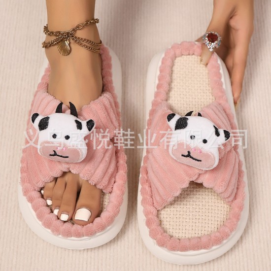 Best-selling cross-border winter heart-shaped cotton slippers, wholesale, indoor plush warmth for Christmas and Valentine's Day couples