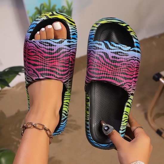 Summer zebra print, thick-soled, dual-use EVA slippers for indoor and home use, cross-border dropshipping supported.