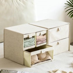 Tianshan cotton and linen wardrobe underwear and bra storage box Large-capacity, foldable household drawer-style storage box