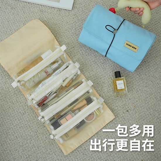 Pure Time Selected Egg Roll Travel Storage Bag, Foldable, Multifunctional Toiletries and Cosmetic Dispensing Bag.
