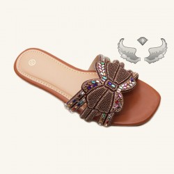 High-quality fashion women's shoes: large-size fashionable rhinestone luxury women's slippers