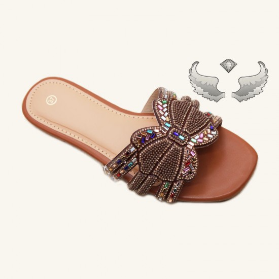 High-quality fashion women's shoes: large-size fashionable rhinestone luxury women's slippers