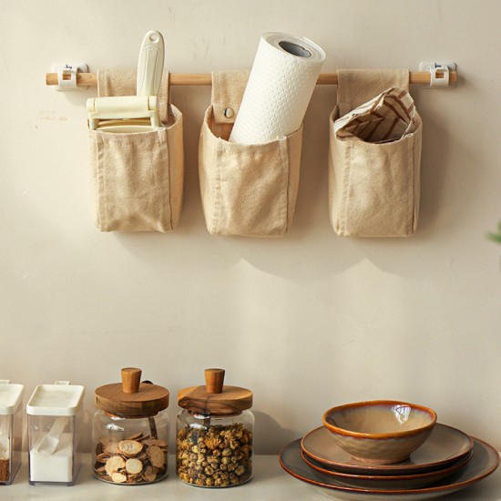 Behind-the-door fabric cotton storage hanging bag, sundry item sorting and organization bag, wall-mounted household large-capacity small hanging bag