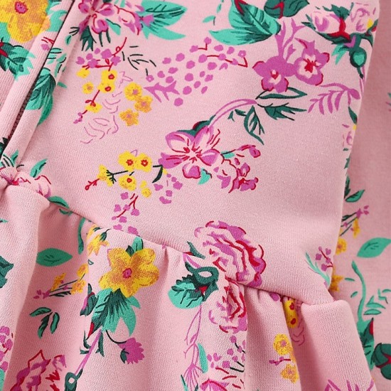 Girls' autumn jackets, new European and American style, terry cotton hooded zippered long-sleeved sweatshirts for small and medium-sized children.