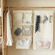 Pure Time double-sided cotton and linen underwear hanging bag, multifunctional sock storage bag for home use, wardrobe expansion storage bag.