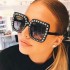 New European and American fashion, new multi-color large-frame diamond-studded sunglasses, trendy street style square sunglasses for women, cross-border sunglasses