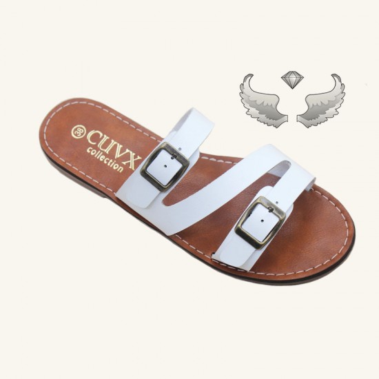 Belize cross-border wholesale flat flip-flops with metal buckles, summer outdoor slippers.