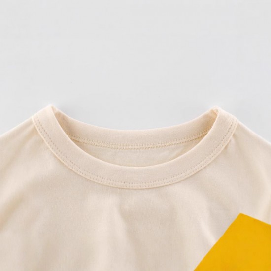 Girls' two-piece summer new summer children's printed shorts with flying sleeves, casual set, children's stylish T-shirts