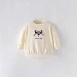 Girls' sweatshirts, autumn and winter styles, European and American small and medium-sized children's fashionable terry cotton round neck shirts, cute printed children's tops
