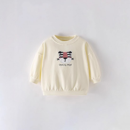 Girls' sweatshirts, autumn and winter styles, European and American small and medium-sized children's fashionable terry cotton round neck shirts, cute printed children's tops