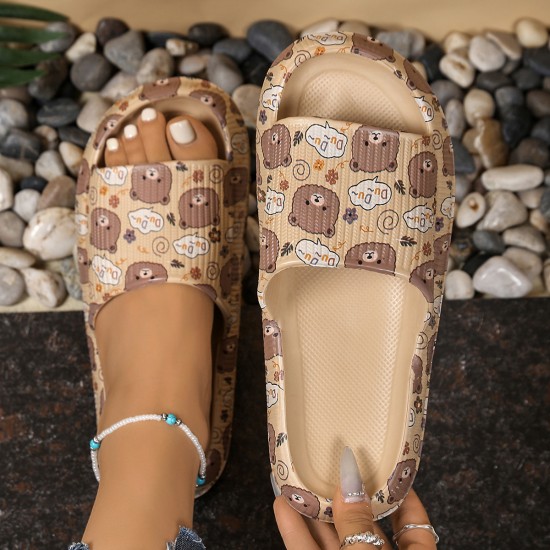Summer casual sandals with bear prints, couples' slippers for both home and outdoor use