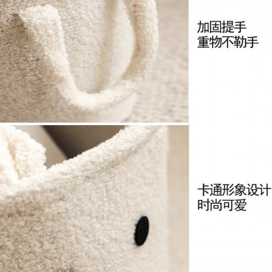 Thickened lambswool cartoon storage Large-capacity children's toy storage bucket, multifunctional laundry basket for the living room and bedroom.