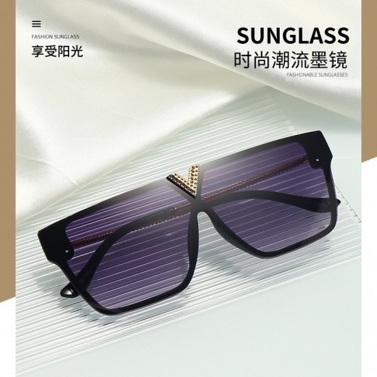 2024 Korean-style fashion integrated sunglasses, metal sunglasses, cross-border wholesale, trendy versatile sunglasses for men and women
