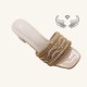 Wholesale spot slippers, cross-border women's shoes, fashionable crystal mid-heel square-toe slippers