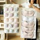 Pure Time double-sided cotton and linen underwear hanging bag, multifunctional sock storage bag for home use, wardrobe expansion storage bag.