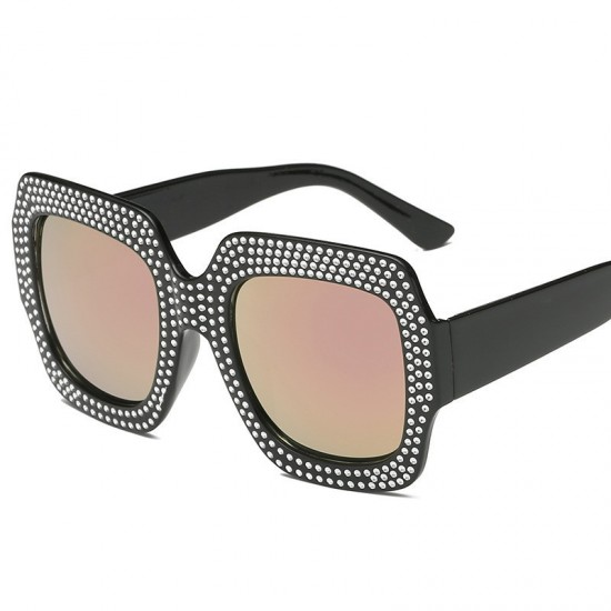 New personalized, versatile square-frame sunglasses, UV protection, sun protection, European and American cross-border diamond-plated sunglasses for women.